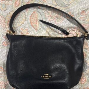 Coach Black Leather Hobo Bag with Gold Hardware